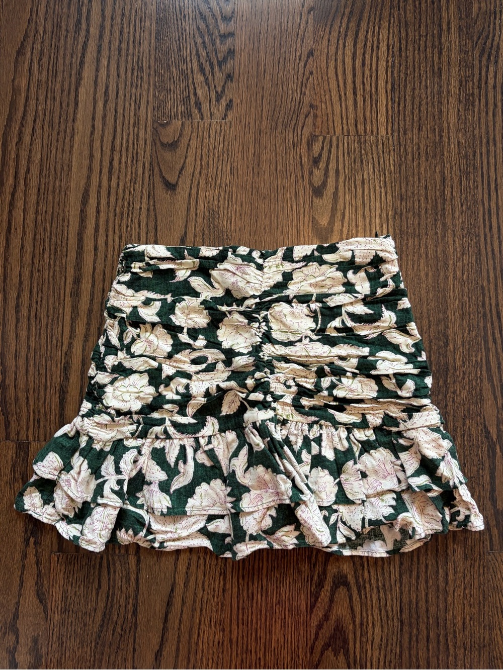 Zara Floral Mini Skirt in Green, Cream and Pink